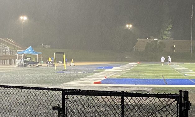 Rain, lightning dampens evening of football